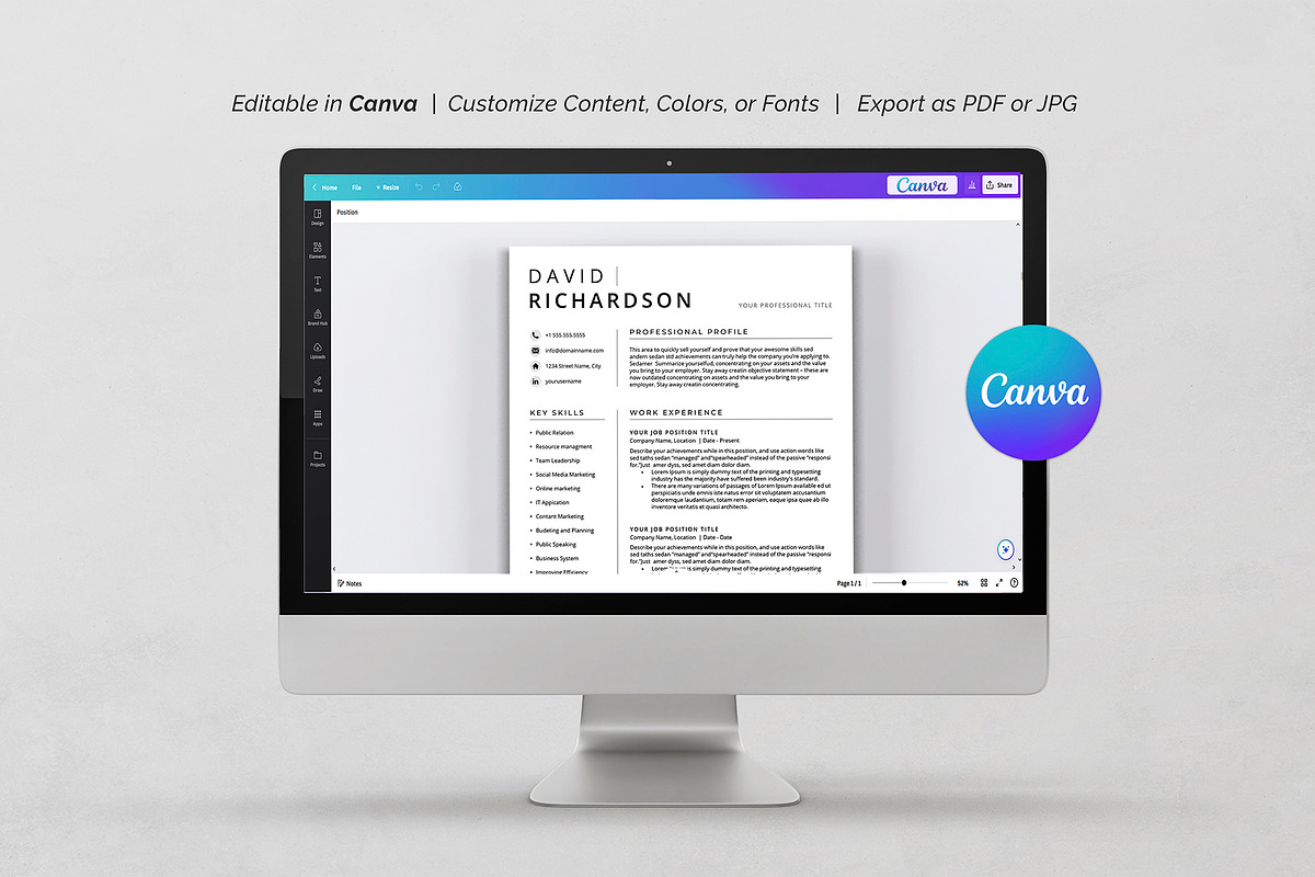 Canva Minimal Resume Template, a Resume Template by DesignDevisers (Photo 7 of 10)