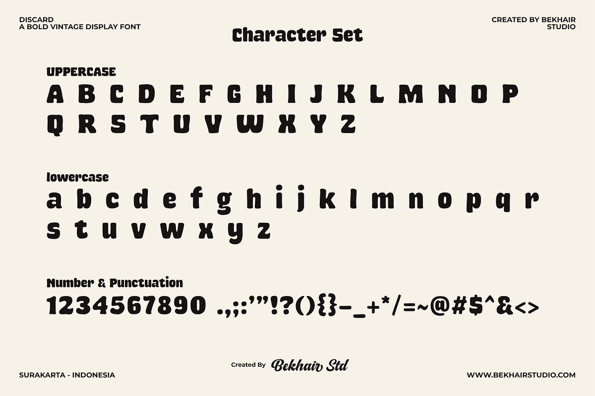 Discard – Bold Retro Display Font, a Serif Font by Bekhair Studio (Photo 2 of 17)