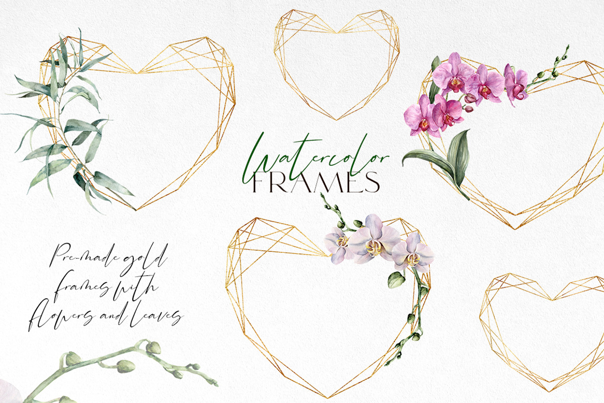 Orchid Watercolor flowers clipart, an Illustration by Yuliya Derbisheva (Photo 4 of 10)