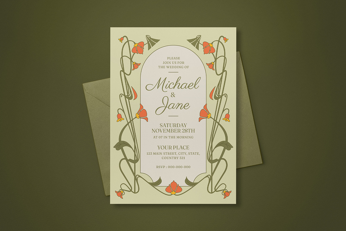 Victorian Flower Wedding Invitation, an Invitation Template by Guuver (Photo 1 of 3)