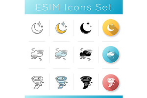 Weather Forecasting Icons Set