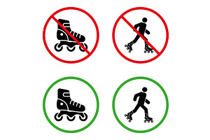 Man in Roller Skate Prohibited Sign, an Object Illustration by Vector Creator