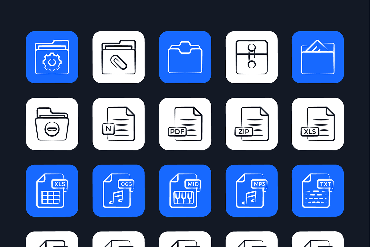 Files and Folders Icons, an Outline Icon by Brickclay (Photo 7 of 7)