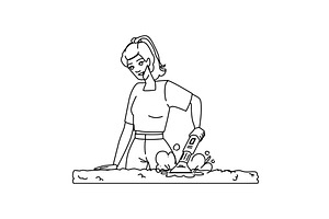 service steam cleaning vector, a Person Illustration by pikepicture