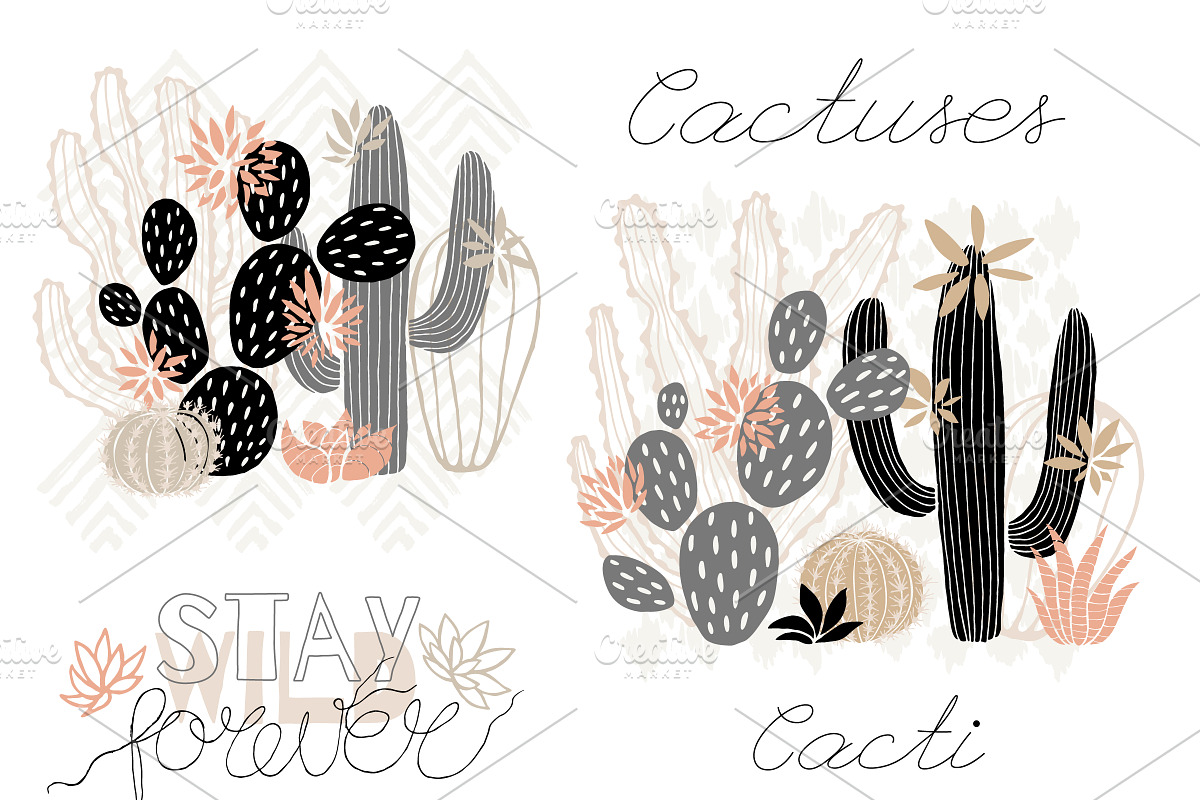 PASTEL Cactuses & Succulents BIG Set, a Decorative Illustration by Iraida_Bearlala (Photo 7 of 13)