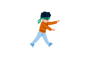 Blindfolded boy playing hide and, a Sport Illustration by pikepicture