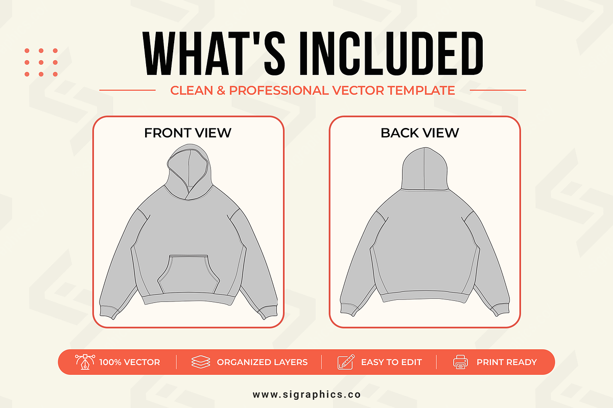 Pullover Hoodie Vector Template, a Hoody Mockup by S.i. Graphics (Photo 2 of 3)