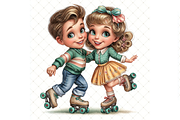 Roller Skating Couple Clipart JPG, a Person Illustration by Memories By Lea (Thumbnail 3 of 18)