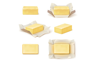 Realistic butter block. 3d margarine, a Food Illustration by Stock-Smart-Start