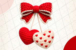 Faux Yarn Coquette Cherry Valentine, an Illustration by DreamCafeArt