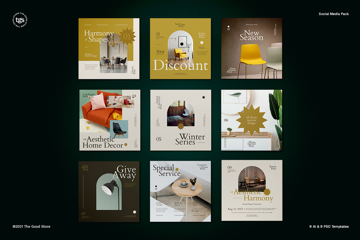 Interior Design Social Media Post, a Social Media Template by The Good Store (Photo 1 of 4)