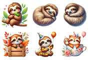 Sloth Watercolor Animal Clipart, an Illustration by Watercolor design (Thumbnail 4 of 4)