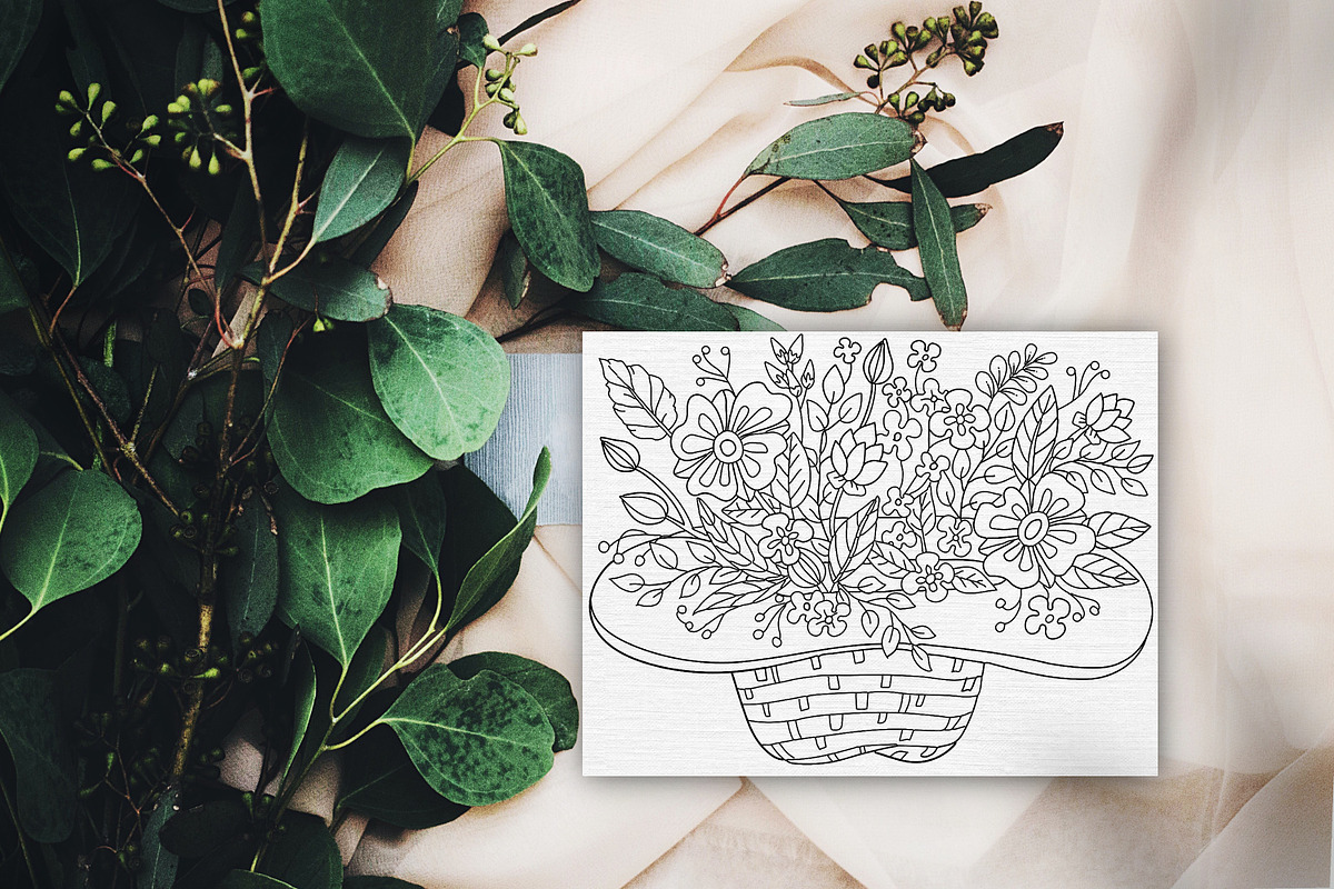 Floral Coloring Pages | Bouquets, an Illustration by ChristinaDesigns (Photo 4 of 6)