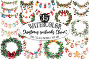 Christmas garlands Clipart, a Seasonal Illustration by Designking (Thumbnail 1 of 5)
