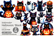Halloween Black Cat Clipart PNG, an Illustration by Dream Creation (Thumbnail 1 of 6)
