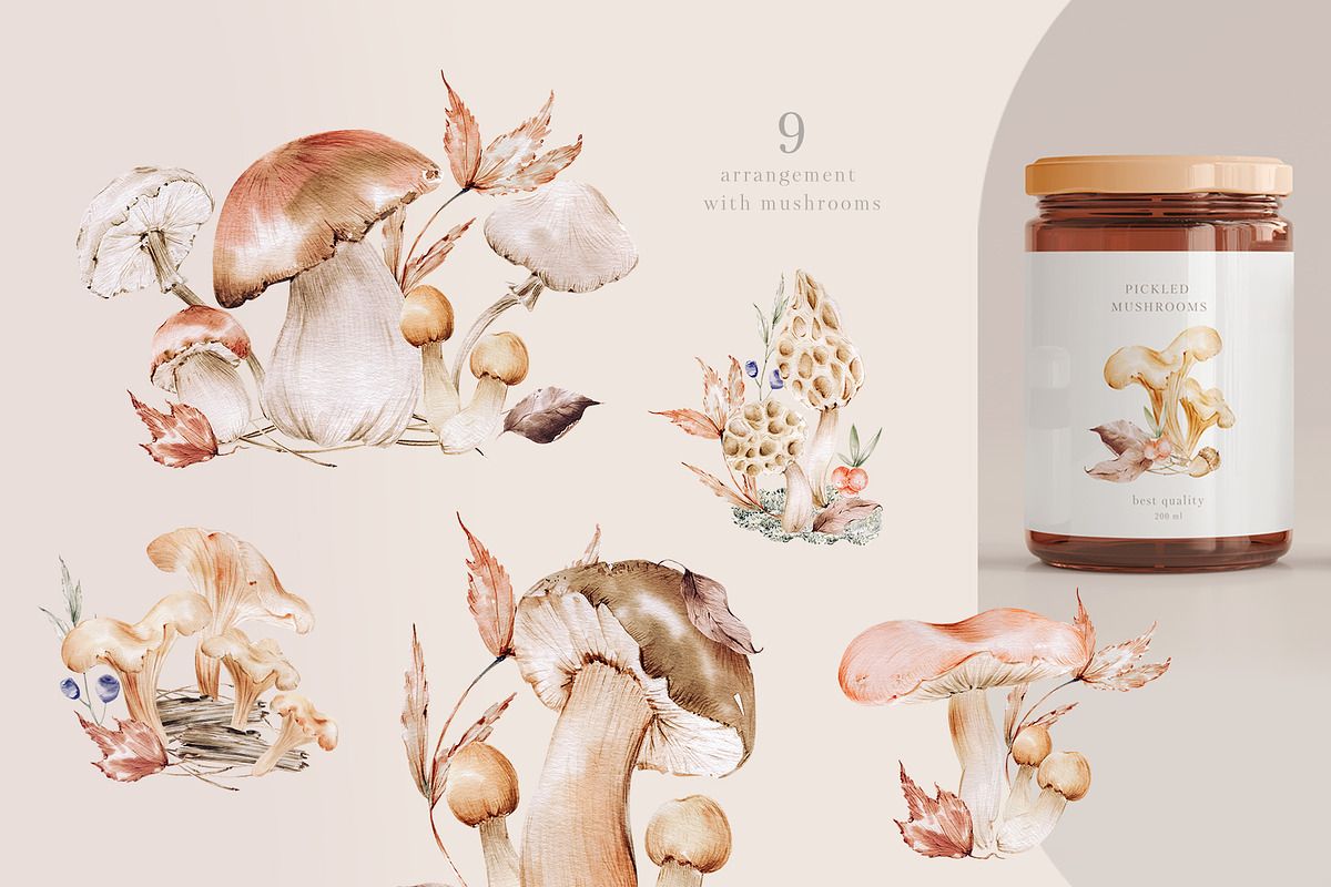 Fall dahlias, pumpkins and mushrooms, an Illustration by astelenadesign (Photo 6 of 16)