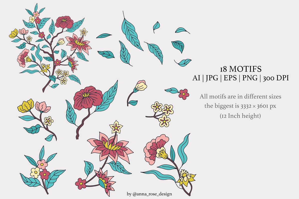 Persian Blue Chintz Floral Patterns, a Pattern Graphic by Rose Design (Photo 6 of 7)