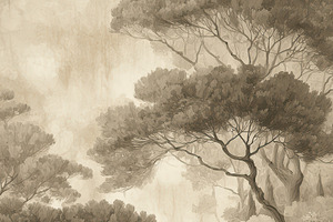 Vintage Classical Garden Wallpaper, a Decorative Illustration by Virgo Studio