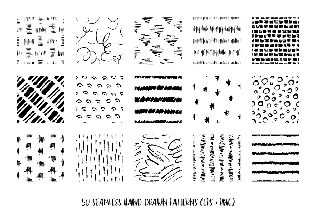 50 Hand Drawn Pen & Ink Patterns, a Pattern Graphic by DESIGN BY nube
