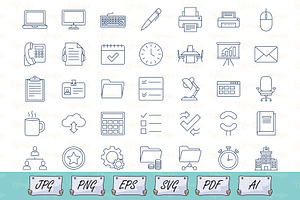 Office Line Icon Vector Set SVG, an Outline Icon by Ghagra