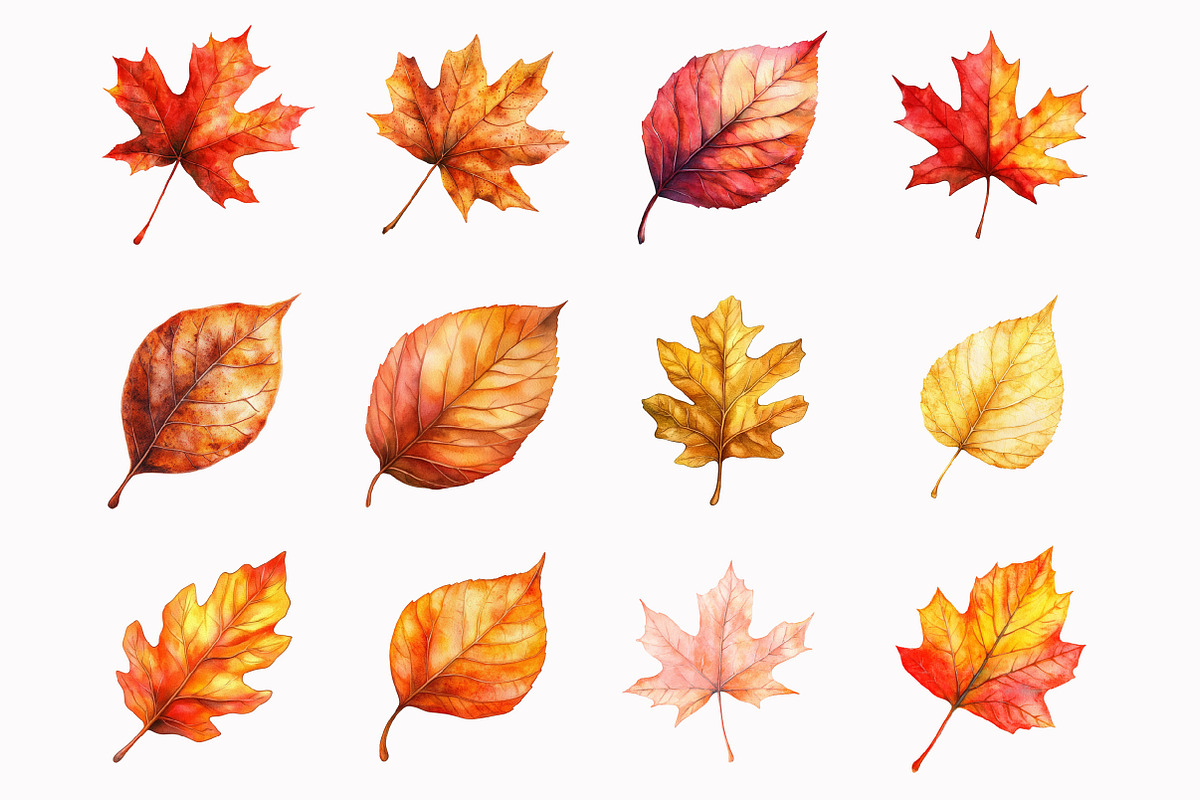 Watercolor Autumn Leaves Clipart, a Seasonal Illustration by Design Market (Photo 2 of 4)