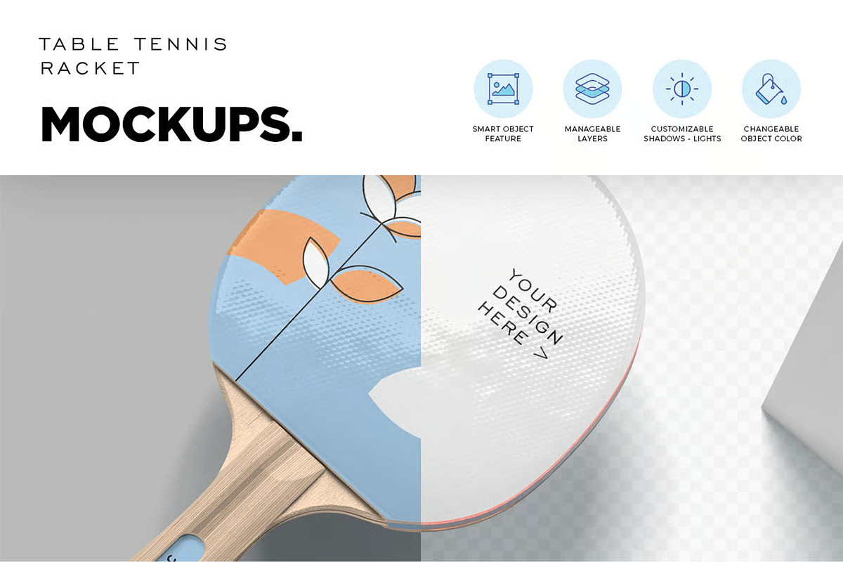 Table Tennis Racket Mockups, a Product Mockup by megostudi0 (Photo 5 of 6)