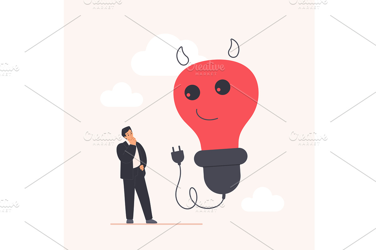 Bad idea wrong information business, a Person Illustration by Lemberg Vector