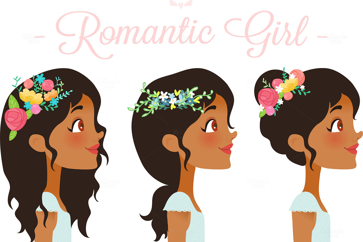 Romantic Girl Set, an Illustration by Melisende Vector