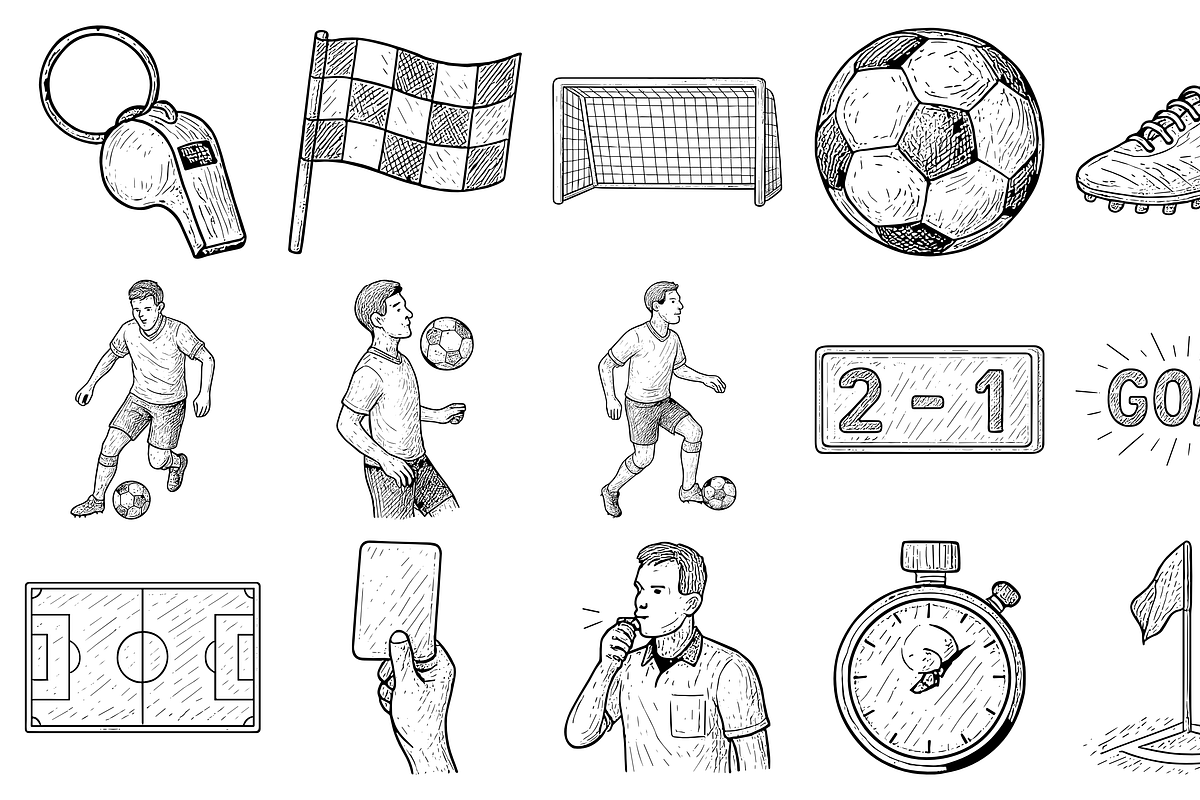 Soccer Elements Set, an Object Graphic by nikagraphic