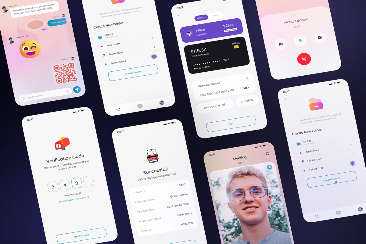 Messenger Mobile and Desktop App, an UI Kit Template by Digital_Fantasies (Photo 3 of 8)