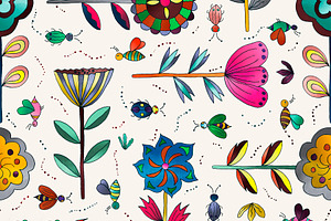 Insects and Flowers White