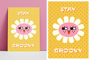 Groovy daisy cards, posters set, a Decorative Illustration by Good Studio (Thumbnail 3 of 5)