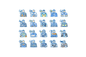 repair worker engineer man icons, an Object Illustration by pikepicture