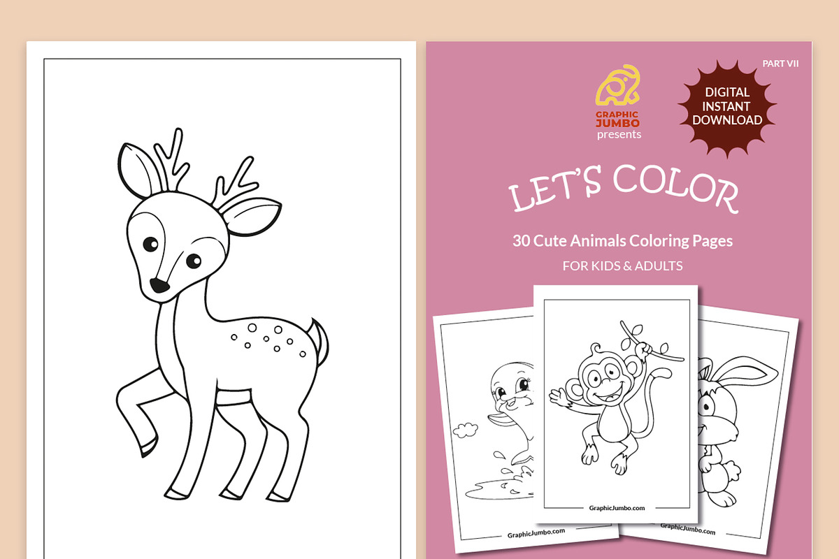 30 Cute Animals Coloring Pages, an Animal Illustration by Design Unique (Photo 3 of 5)
