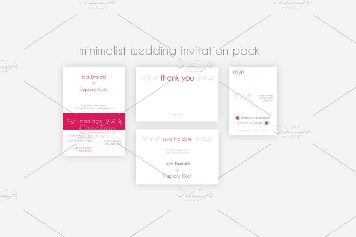 Minimalist Wedding Invitation Pack, an Invitation Template by Knofe (Photo 1 of 6)