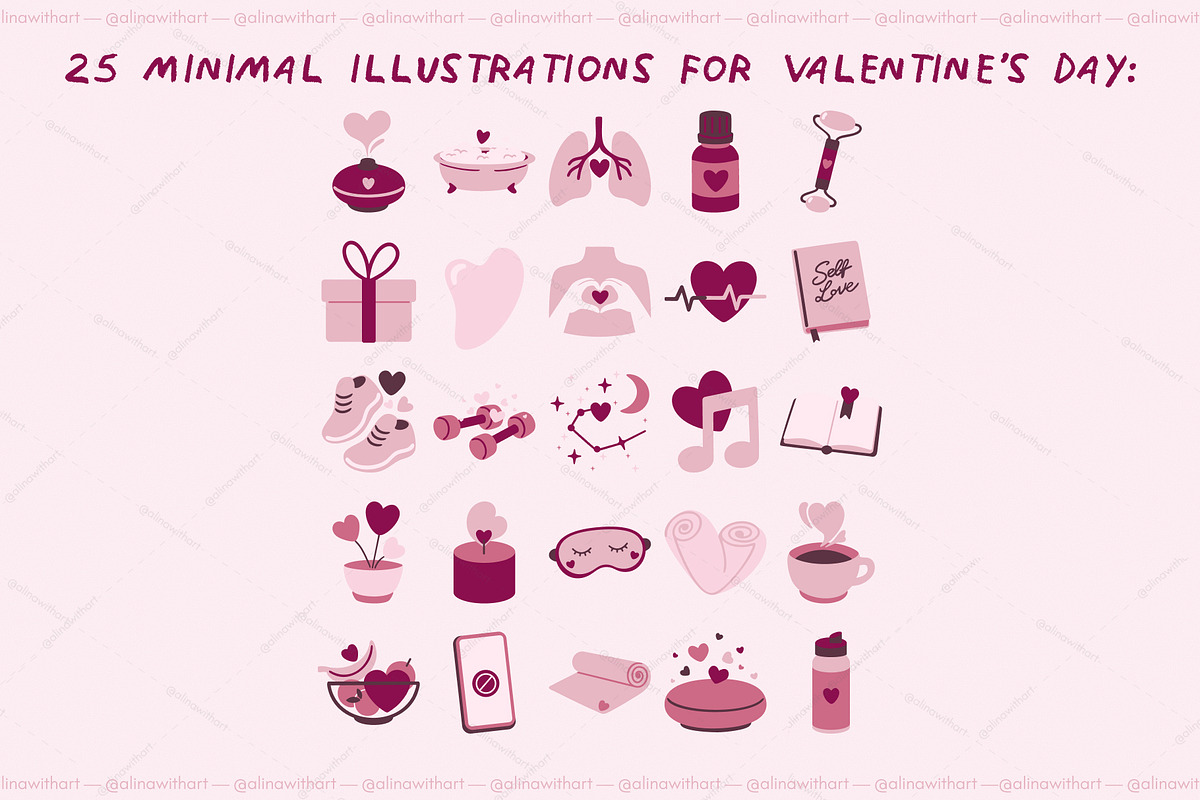Wellness Valentine Icons, a Seasonal Illustration by alinawithart (Photo 2 of 14)