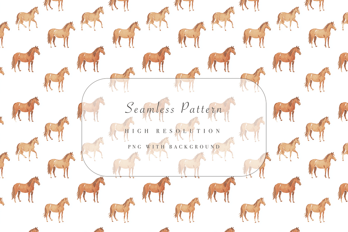 Seamless Watercolor Horse Pattern, a Pattern Graphic by Pati Charm Studio (Photo 1 of 6)