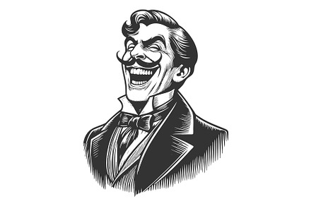 Laughing Gentleman with Twisted, a Person Illustration by AlexArt