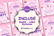 Unicorn Birthday Party Invitation, a Design Template by TemplateCastleStore (Thumbnail 4 of 5)