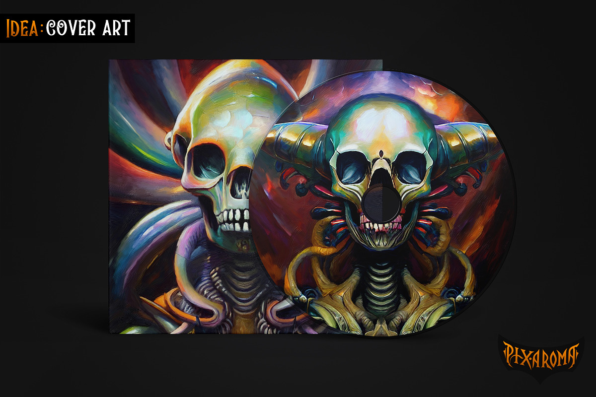 Skulls Bundle - Oil Paintings, an Illustration by pixaroma (Photo 11 of 15)