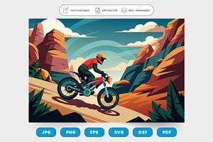 A man riding a dirt bike on a mounta, a Graphic by SaroStock