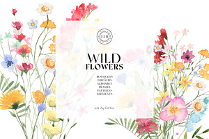 Watercolor Wild Flowers Clipart