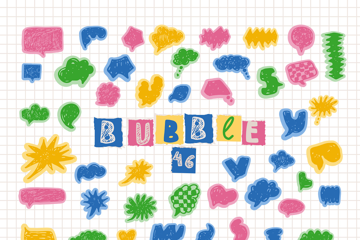 Hand-Drawn Colorful Speech Bubbles, an Object Graphic by Anada Arty