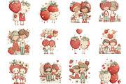 Whimsical Strawberry Couple Clipart, an Illustration by Designking (Thumbnail 2 of 5)
