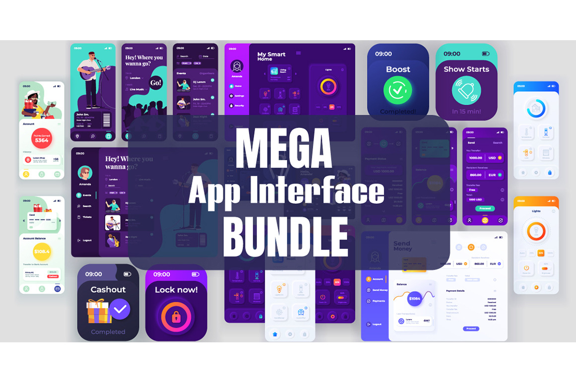 Mega app interface bundle, a Templates & Theme by IMG Visuals