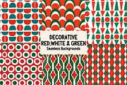 Red,White & Green Decorative Pattern, a Pattern Graphic by Pattern Whimsy (Thumbnail 1 of 9)