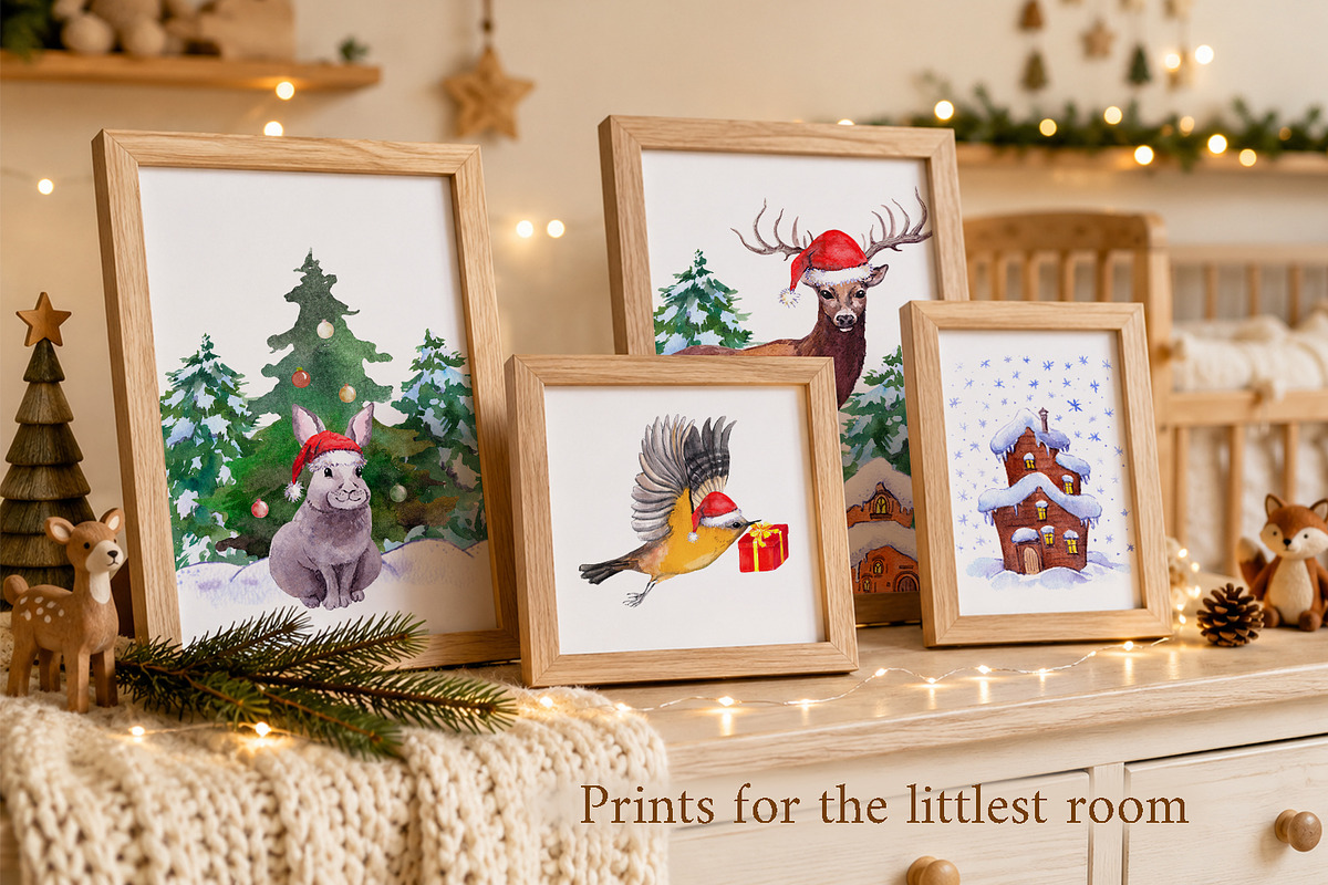 Christmas Woodland Watercolor Set, a Seasonal Illustration by Where summer is (Photo 10 of 11)