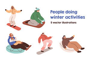 People do winter sports activities, a Sport Illustration by Good Studio