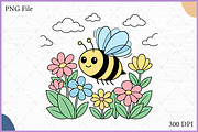 Flying Bee Flower Garden Vector SVG, an Animal Illustration by Gfx Expert Team (Thumbnail 1 of 3)