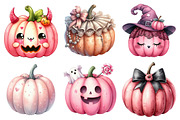 Pink Halloween Pumpkin Clipart, an Illustration by Daily.Designs (Thumbnail 5 of 5)